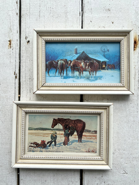Set of Two Framed Vintage Horse Prints