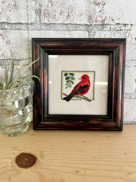 Red Bird Framed Needlepoint