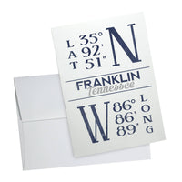 Franklin Tennessee Latitude Longitude Greeting Card