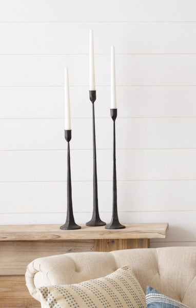 Hand Forged Metal Candle Holders Set of Three