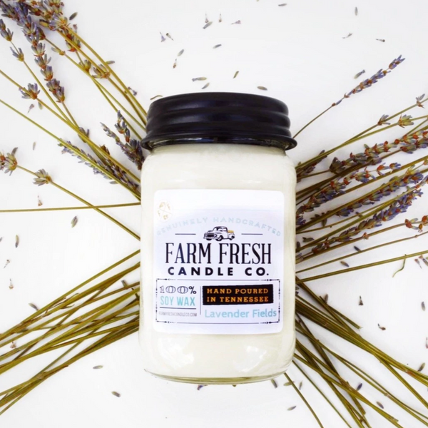 Lavender Fields Soy Mason Jar Candle from Farm Fresh Candle Co.
