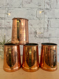 Set of Four Vintage Solid Copper Mugs