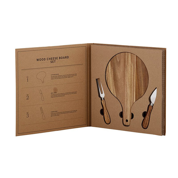 Wood Cheese Board Gift Book Set